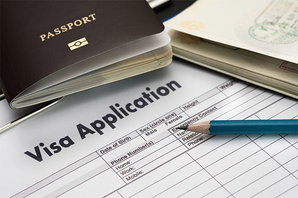 A visa application illustrates the visa procedure for international patients.
